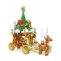 Christmas Elk Carriage Building Blocks ,  Christmas Construction Set Model Compatible with Lego Creator Christmas, 648 Pieces