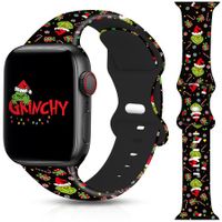 Christmas Grinch Apple Watch Band Compatible with Apple Watch Band 42mm/44mm/45mm iWatch SE Series 8 7 6 5 4 3 2 1,Soft Silicone Sport Replacement Strap Band for Girls (Size:42mm/44mm/45mm)