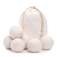 Wool Dryer Balls, Natural Fabric Softener, Reusable, Reduces Clothing Wrinkles and Saves Drying Time (6Pcs)