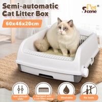 Cat Litter Tray Box Kitty Enclosed Large Pet Toilet Top Entry Furniture Removable Covered Hooded Plastic With Tray Scoop