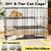 Cat Cage DIY Enclosure Pet Crate Rabbit Hutch Pet Scene Kitty Kennel Bunny Ferret Home Playpen Detachable Metal Wire