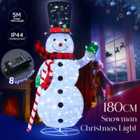 Snowman Christmas Light 180cm LED Outdoor Xmas Decoration 3D Festival Display Figure String Fairy Candy Stick Home Yard Ornament Foldable