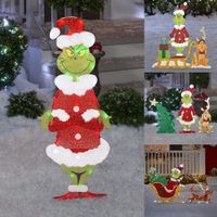 Grinch LED Light Yard Sign Stick Christmas Grinch outdoor garden decoration LED lights, acrylic Christmas decorations