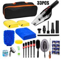 Car Wash Cleaning detailing Kit 33Pcs High Power Portable Car Vacuum Cleaning Kit Foam Buffing Pads Drill Brush Polishing Kit