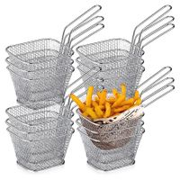 12 Pcs Square Fry Basket with Handle  Baskets Net Potato Cooking Tool for Table Serving Oil Residue Filtration