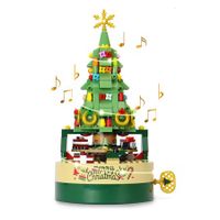 Christmas Tree Building Blocks Set for Kids - DIY Christmas Music Box,Christmas Building Blocks Music Box with Led Lighting, for Boys and Girls