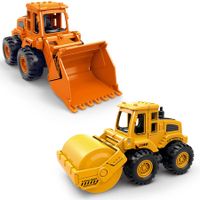 Construction Toys for 3 4 5 6 Years Old Boys Girls Kids,  Bulldozer, Road Roller (Colorful 2 Pack)