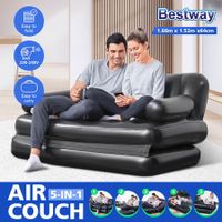 5 In 1 Bestway Inflatable Bed Air Couch 3 Seater Chair Recliner Foldable Sofa Mat Camping Mattress Built-In Pump