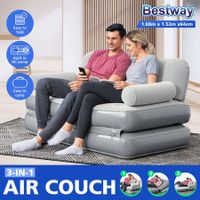 3 In 1 Bestway Inflatable Bed Air Couch 3 Seater Lounge Recliner Chair Foldable Sofa Mat Camping Mattress Built-In Pump