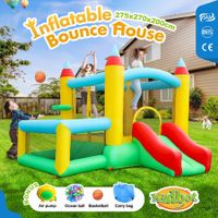Jumping Castle Bouncer 4 In 1 Inflatable Bounce House Air Blower Kids Basketball Toy Ocean Ball Park Slide Trampoline Outdoor Playground Station Kidbot