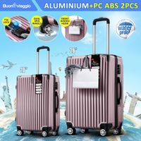 2 Piece Luggage Suitcase Set Carry On Spinner Case Traveller Bag Storage Cabin Lightweight Hard Shell Trolley Wheels TSA Lock Rose Gold
