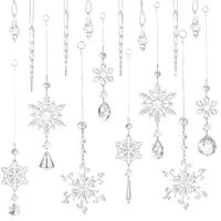 Christmas Crystal Snowflake Decorations Hanging Christmas Ornament Sets Acrylic Icicle Decorations for Christmas Tree (16 Pcs)