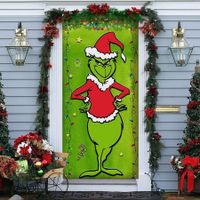 Grinch Christmas Door Cover Decorations Grinch Green Backdrop Merry Christmas Porch Sign 180 x 90 cm
