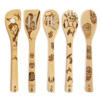 5 PCS Star War Burned Wooden Spoons for Cookware Kitchen Gadgets