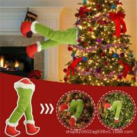 Grinchs Decor for Christmas Tree Christmas Elf Body Plush Doll Toy Cartoon Style Xmas Tree Topper Hanging Ornamentss (Elf Leg)