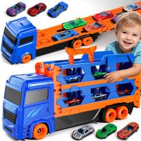 Toddler Toys for Age3+ Boys,Die-Cast Transport Truck Car Toys 61Inch Race Track for Boys Kids,Toddler Car Toys Set for Kids Boys Girls