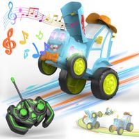 Crazy Jumping Car Toys RC Stunt Dancing Car with LED Light Music Rocking Tumbling Rechargeable Car Gifts for Kids Age 3+(Blue)