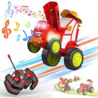 Crazy Jumping Car Toys RC Stunt Dancing Car with LED Light Music Rocking Tumbling Rechargeable Car Gifts for Kids Age 3+(Red)