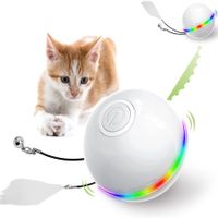 Interactive Cat Toys Ball with LED Light Ring Bell Smart 360 Degree Automatic Rolling Kitten Toys Best Gift for Your Cat/Kitty