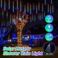 LED Solar Meteor Shower Rain Drop String Lights Xmas Falling Star Tree Decor Night Outdoor Christmas Garden Waterproof