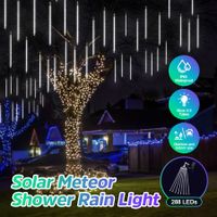 LED Solar Meteor Shower Rain Drop String White Lights Xmas Falling Star Tree Decor Night Outdoor Christmas Garden Waterproof