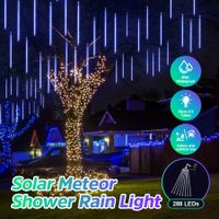 LED Solar Meteor Shower Rain Drop String Blue Lights Xmas Falling Star Tree Decor Night Outdoor Christmas Garden Waterproof