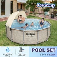 Bestway Above Ground Swimming Pool Portable Backyard Outdoor Pool Set with Filter Pump 3.96x1.07m