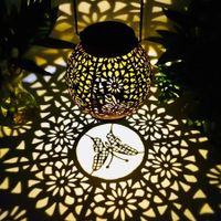 Butterfly Hanging Solar Lanterns Retro Solar Lights with Handle for Patio, Lawn, Porch