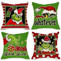 Christmas Decorative Throw Pillow Cover 18 x 18 Set of 4 Xmas Hat Winter Holiday Porch Patio Pillowcase Cushion Case Home Decor