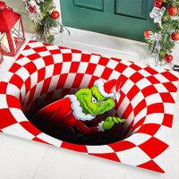 3D Christmas Illusion Decoration Doormat Christmas Decoration Anti-Slip Doormat for Front Door Bathroom Kitchen(50*80cm)