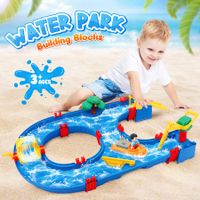 Water Way Toys 39 PCS DIY Play Table Building Blocks Aquaplay Park Canal Set Pool Summer Outdoor Beach Activity Kids