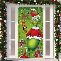 Christmas Door Cover Merry Grinch Christmas Banner Grinch Decorations Winter Decorations for Home Party