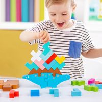 Tetra Tower Game Montessori Balance Blocks No Toxic Board Games Children Early Education Wooden Toys Dinosaur Shape Tetra Tower Balance Game