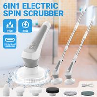 6 In 1 Electric Spin Scrubber Cleaning Kitchen Brush Machine 60W With LED Screen Power Shower Cordless Cleaner IP68