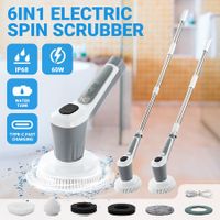 6 In 1 Electric Spin Scrubber Cleaning Brush Kitchen Machine 60W With LED Screen Power Shower Cordless Cleaner IP68