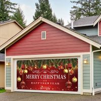 400X180CM Christmas Holiday Garage Door Banner Decorations Outdoor Cover Mural Decoration Backdrop Merry Christmas