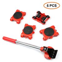 5pcs New Heavy Duty Furniture Lifter Transport Tool Furniture Mover set 4 Sliders 1 Wheel Bar for Lifting Moving Furniture Helper