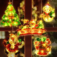 5 Pieces Christmas Window Lights Decorations Christmas Window Silhouette Lighted Sign Battery Operated Backdrop String Lights with Suction Cup Hook for Holiday Outdoor Indoor Decor