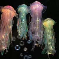 4 PCS Creative Colorful Jellyfish Lamp,LED Colorful Jellyfish Lantern Lamp Decoration,The Sea Hanging Lamp for Wedding Birthday Ocean Decor