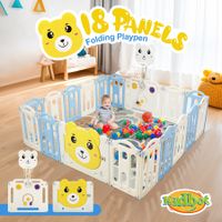 18 Panels Baby Playpen Gate Playground Activity Centre Indoor Outdoor Adventure Foldable Safety Fence Yard Pen Bear Design