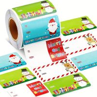 500pcs/roll Christmas Tags, Christmas Holiday Decoration Gift Series Self-adhesive Sticker Labels