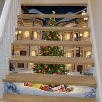 6pcs Christmas Creative Staircase Stickers Christmas Tree Corridor Stairs Renovation Home Decoration Stickers Christmas Decorations 2023