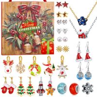 Christmas Decorations,Christmas Ornaments Gift Countdown Calendar Advent Necklace Blind Box Earrings Portable Gift Box Set