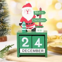 1pc, Christmas Calendar, Countdown Widget Santa Claus Christmas Wooden Cartoon Santa Window Decoration, Festivals , Room , Home Decor