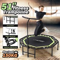 Genki Trampoline Bounce Rebounder Jumping Rebounding Bungee Gym Equipment Home Fitness Exercise Round Indoor Outdoor Workout Adjustable Handlebar 51 Inch