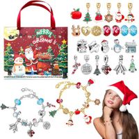 Christmas Jewelry Advent Calender Countdown Calendar DIY  Jewelry Kit for Women Girls, Include 22 Charm Beads, 2 Bracelets Chains (Red)