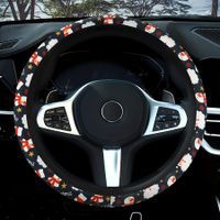 Christmas Colorful Print, Anti Slip Elastic Car Accessory Steering Wheel Protector, Universal 36-38cm Odorless, Suitable For Most Car