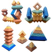 30 Pieces Soft Silicone Pyramid Stacking Building Blocks for Toddlers,Montessori Toys for 3+Years, Preschool Learning Activities, STEM Sensory Toys