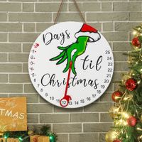Grinch Christmas Decorations 2023 Countdown Advent Calendar, Days Till Christmas Wooden Hanging Sign with Stand for Door, Wall, Table