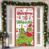 Christmas Decorations Door Cover, Christmas Decorations Wellcome to  Porch Sign Backdrop Indoor Outside Door Hanging Banner for Christmas Party Supplies